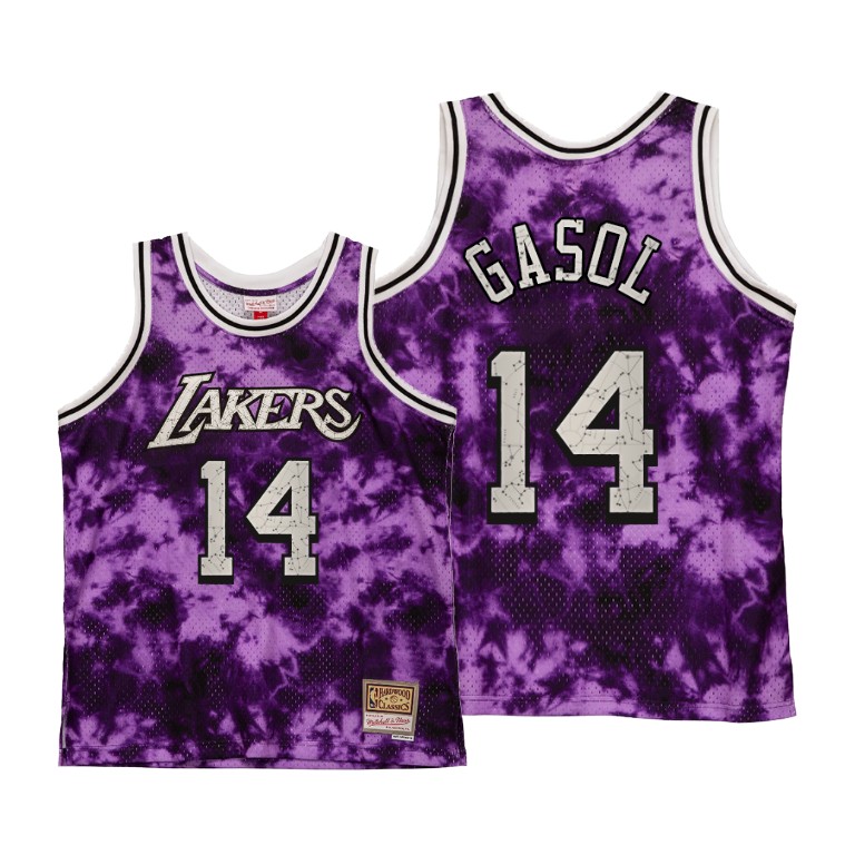 Men's Los Angeles Lakers Marc Gasol #14 NBA Galaxy Constellation Hardwood Classics Purple Basketball Jersey NLD0883IK